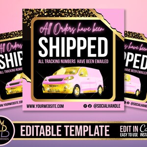 Order has been Shipped, SOCIAL MEDIA FLYER, shipped flyer, Shipping Editable Template Canva, Instagram flyer, Shipment Flyer, Shipping Flyer