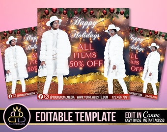 Christmas Sale Flyer, Christmas Template, Editable Template, Flash Sale Holiday Holidays Flash Sale, Instagram Flyer Social Media Flyer