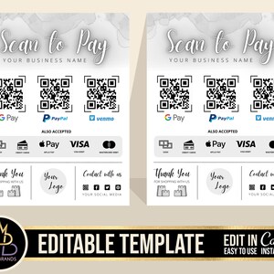 Scan to Pay Template, Editable Template Canva Template, Salon Editable ...