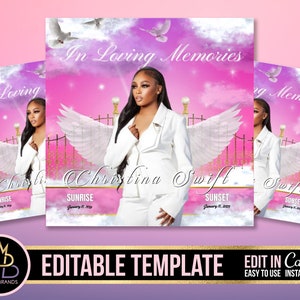 Memorial Funeral Announcement Flyer, Funeral Announcement Template, Funeral Invite Invitation, Rest In Peace Editable Flyer Editable Custom
