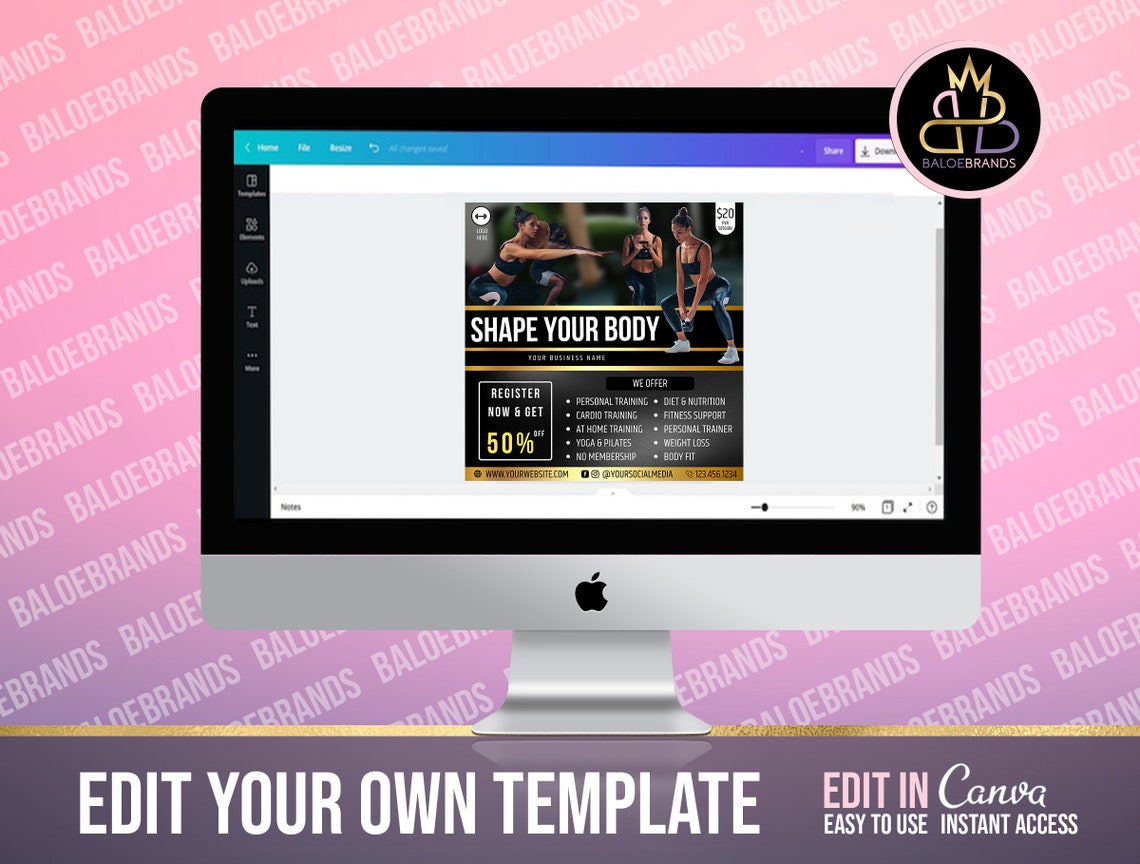 Editable Canva Fitness Template DIY Gym Workout Flyer - Etsy