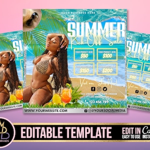 Summer Sale Flyer, Instagram Flyer, Social Media Flyer, Sale Summer, Editable Template Canva Template Summer Sale Beauty Summer Beach Sale