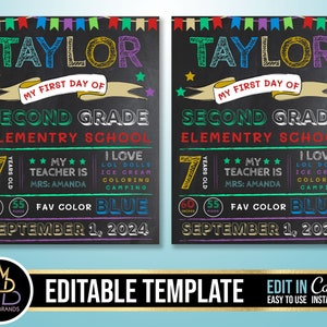 First Day of School, Chalkboard Back to School Sign, First Day or Last ...