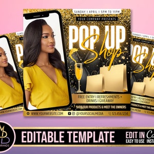 Editable Social Media Flyer, DIY Canva Template Editable Canva Template, Pop up Shop Flyer Pop Up Shop Business Event DIY Flyer Template