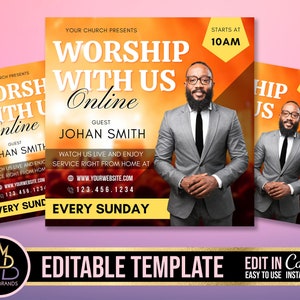 Church Conference Flyer, Editable Template, DIY Church Service Flyer, Sunday Pastor Service Invite, Church Invitation Preacher Church