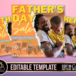Father&#39;s Day Sale Flyer, Fathers day Editable Social Media Flyer, DIY Canva Template, Father Fathers Dad Sale Flyer Best Dad Flyer Fathers