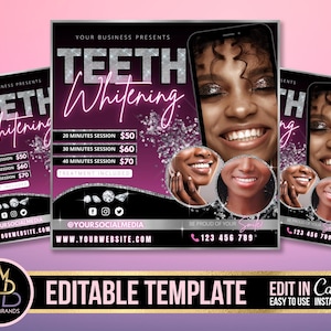 Editable Social Media Flyer Canva, DIY teeth whitening Appointment, dental Flyer appointment Dentist Promo Flyer Beauty teeth Business Flyer