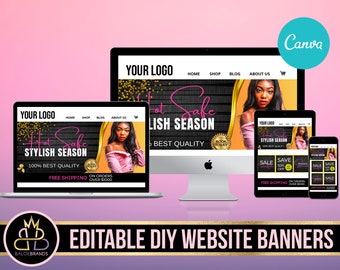 Editable Website Banner Template, Web Banners, Business Website Banners, Hair Beauty Web Banner Template Shopify Web Banner, Hair Business
