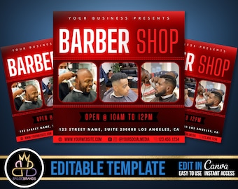 Barber Shop Template, Barber Editable Template, Hair Cut Template, Booking Barber Canva Templates, Haircut, Barber Price list, Social Media