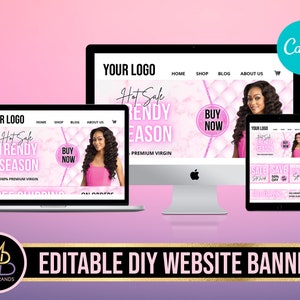 Editable Website Banner Template, Web Banners, Boutique Website Banners, Beauty Web Banner Template Shopify Web Banner, Hair Lash Business