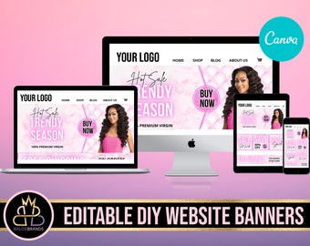 Editable Website Banner Template, Web Banners, Boutique Website Banners, Beauty Web Banner Template Shopify Web Banner, Hair Lash Business