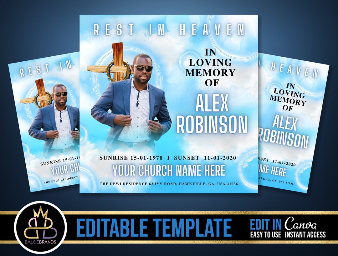 Memorial Funeral Announcement Flyer, Funeral Announcement Template