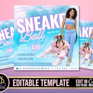 Editable Sneaker Ball Gala, Sneaker Ball Invite, Sneaker Ball gala Invitation, Gala Sneaker Invite Flyer, Social Media Flyer, Canva Birthday