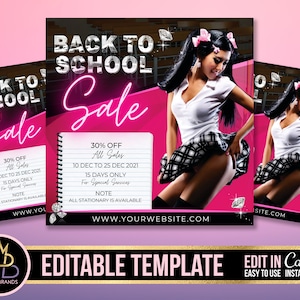 BACK TO SCHOOL flyer, diy social media flyer, Canva template, diy back 2 school social media post, back to school, Sale flyer template