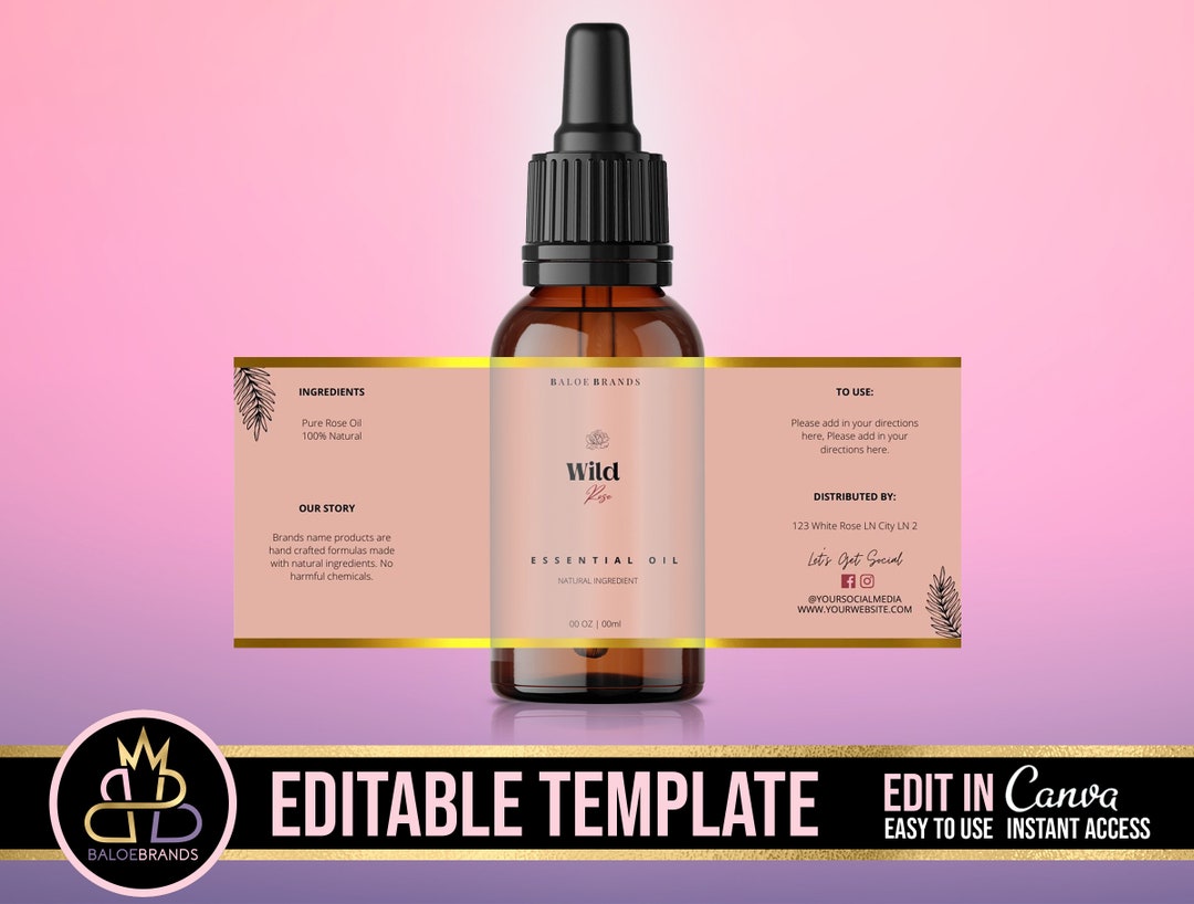 DIY Oil Bottle Label, Hair Oil, Hair Growth Oil, Dropper Bottle Label