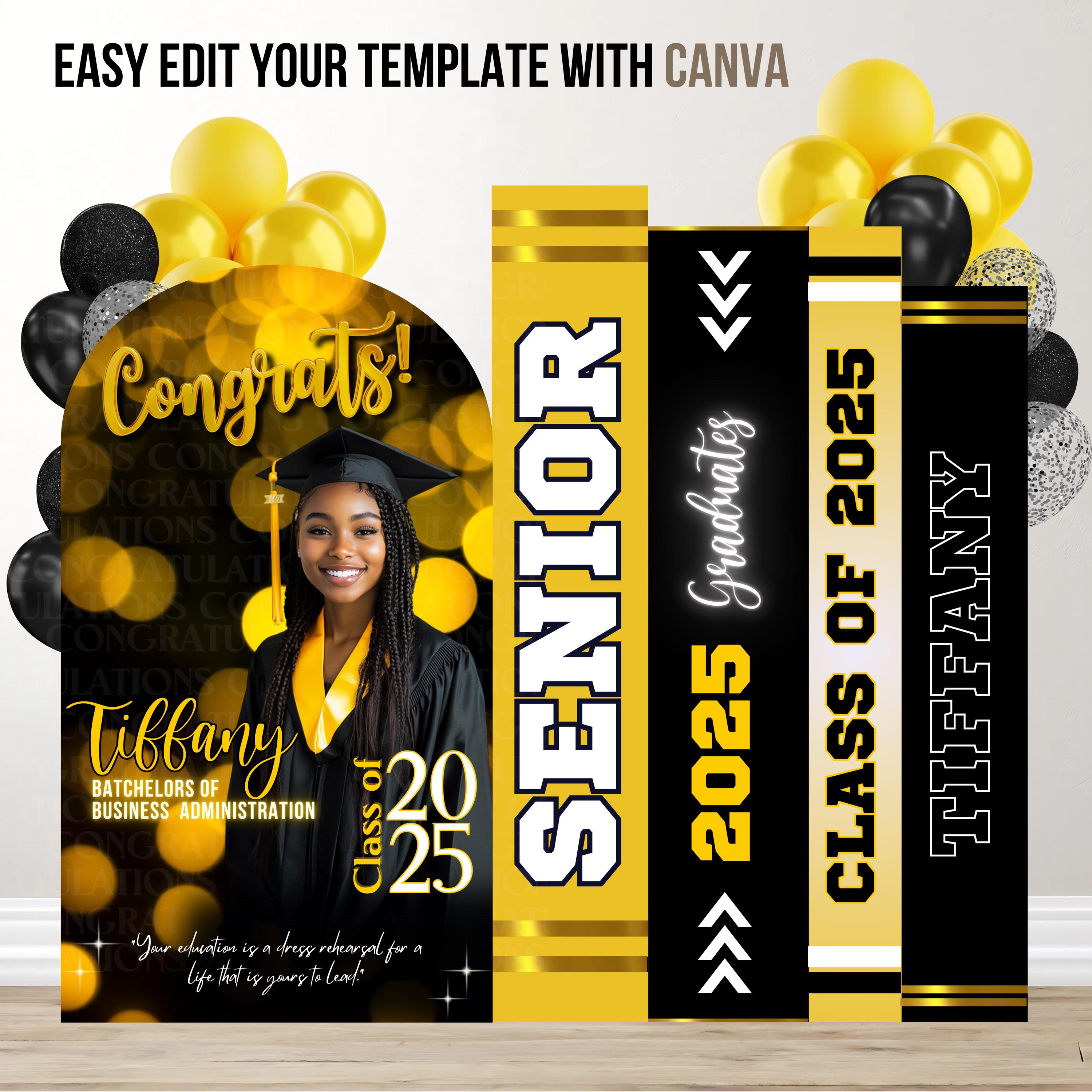 Custom Graduation Decor Bundle, Graduation Books Editable Canva ...