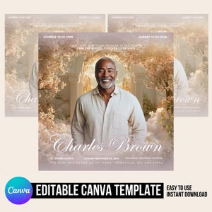 Memorial Funeral Announcement Flyer, Funeral Announcement Template, Funeral Invite Invitation, Rest In Peace Editable Flyer Loving Memory