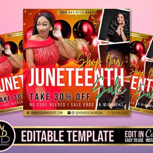 JUNETEENTH Sale Flyer, Editable Template, E-FLYER template, canva Juneteenth Sale social media flyer announcement Juneteenth Holiday Sale