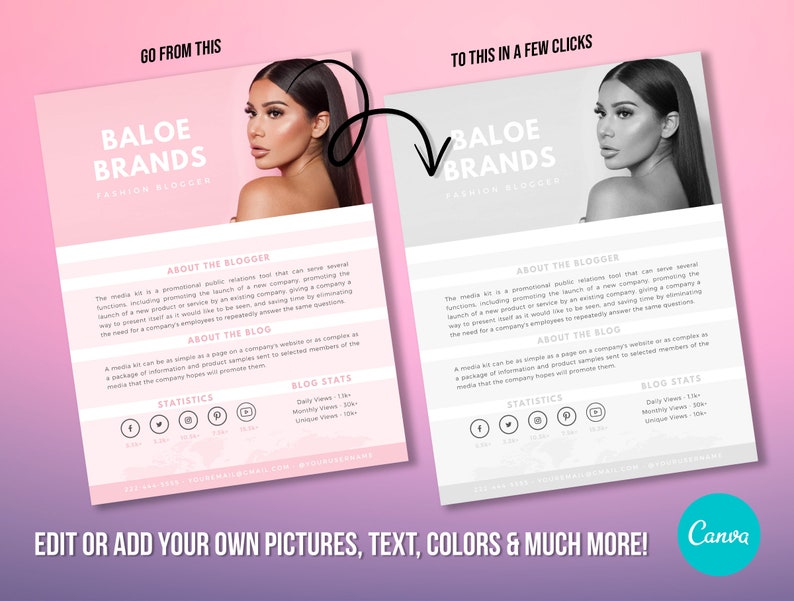 Media Kit Template Canva 1 Page Template Influencer Rate Etsy Media Kit Template Canva 1 Page Template Influencer Rate Etsy