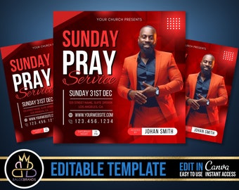 Church Conference Flyer, Editable Template, DIY Church Service Flyer, Sunday Pastor Service Invite, Church Invitation Preacher Church