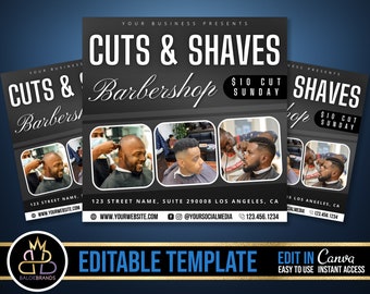 Barber Shop Template, Barber Editable Template, Hair Cut Template, Booking Barber Canva Templates, Haircut, Barber Price list, Social Media