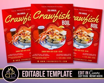 May include: Red and white flyer with the text "2nd Annual Crawfish Boil" in large white letters. The flyer includes details about the event, including the date, time, location, and contact information. The flyer also features a photo of a large pot of crawfish.