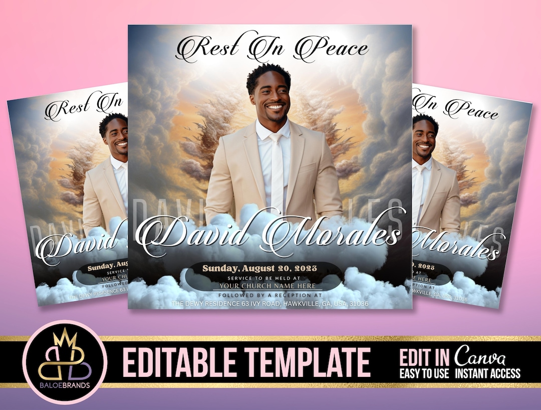 Memorial Funeral Announcement Flyer, Funeral Announcement Template