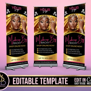 Retractable Banner Template Canva, Roll Up Banner Editable Template, Lash Lashes Retractable Banner Banner Pop Up Shop Custom Roll Up Banner