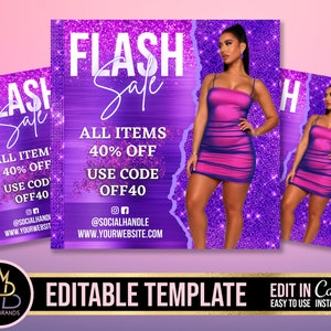 Sale Flyer, Instagram Flyer, Social Media Flyer, Sale Flash Flyer, Editable Template Canva Template, Fashion Boutique social Media Instagram