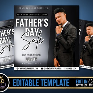 Father&#39;s Day Sale Flyer, Fathers day Editable Social Media Flyer, DIY Canva Template, Father Fathers Dad Sale Flyer Best Dad Flyer Fathers