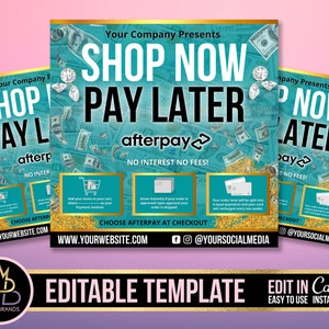 AFTERPAY Flyer, Instagram Flyer, buy now pay later flyer, sale flyer, Social media flyer, fashion, beauty, eyelash flyer, hair beauty