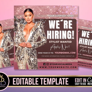 We&#39;re Hiring Flyer, Now Hiring Flyer Template, Social Media Flyer Stylist Fashion Ambassador Send CV, Hiring Social Media Flyer Office Flyer
