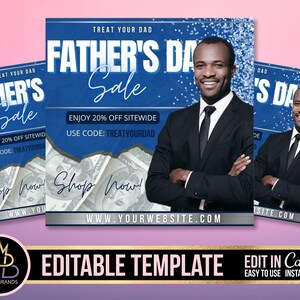 Father&#39;s Day Sale Flyer, Fathers day Editable Social Media Flyer, DIY Canva Template, Father Fathers Dad Sale Flyer Best Dad Flyer Fathers