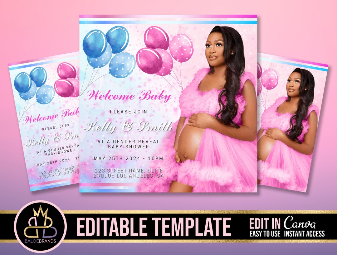 Gender Reveal Party Flyer, Baby Shower Announcement, Gender Reveal