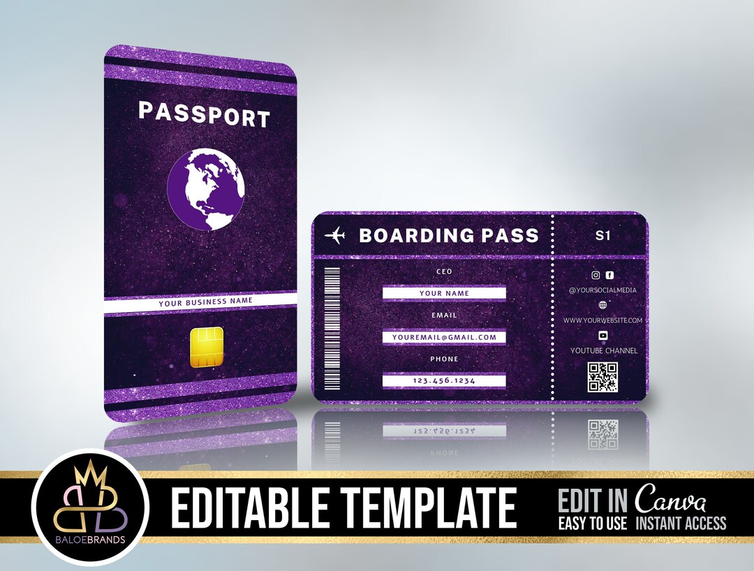 PASSPORT BUSINESS Cards Boarding Pass Business Cards DIY Etsy