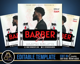 Barber Shop Template, Barber Editable Template, Hair Cut Template, Booking Barber Canva Templates, Haircut, Barber Price list, Social Media