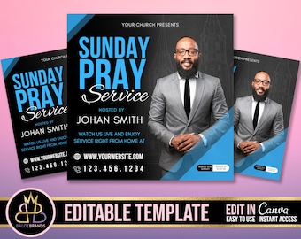 Church Conference Flyer, Editable Template, DIY Church Service Flyer, Sunday Pastor Service Invite, Church Invitation Preacher Church