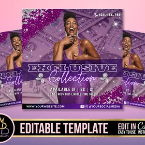 New Collection Flyer, Exclusive Collection Flyer, Sales Flyer, Summer Flyer, Canva Social Media Flyer, Product Launch, New Product flyer