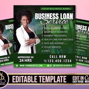 Business Loan Flyer, Small Business Loan Services, Canva Business Flyer Template Finances Financing Loan Media Flyer Template Notary Service