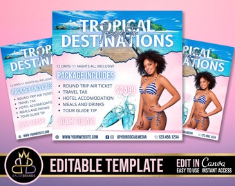 Summer Traveling Flyer, Girls Trip Flyer, Travel Agent Flyer, Vacation Traveling Flyer Template editable with canva, Editable Social Media