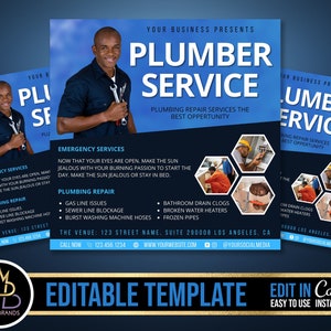 Plumbing Flyer, DIY Canva Plumbing Flyer Template, Editable Flyer, Canva Template Handyman Service Flyer Canva Handyman Plumber Social Media