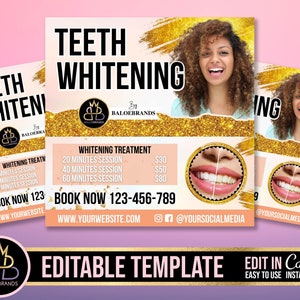 Editable Social Media Flyer Canva, DIY teeth whitening Appointment, dental Flyer appointment Dentist Promo Flyer Beauty teeth Business Flyer