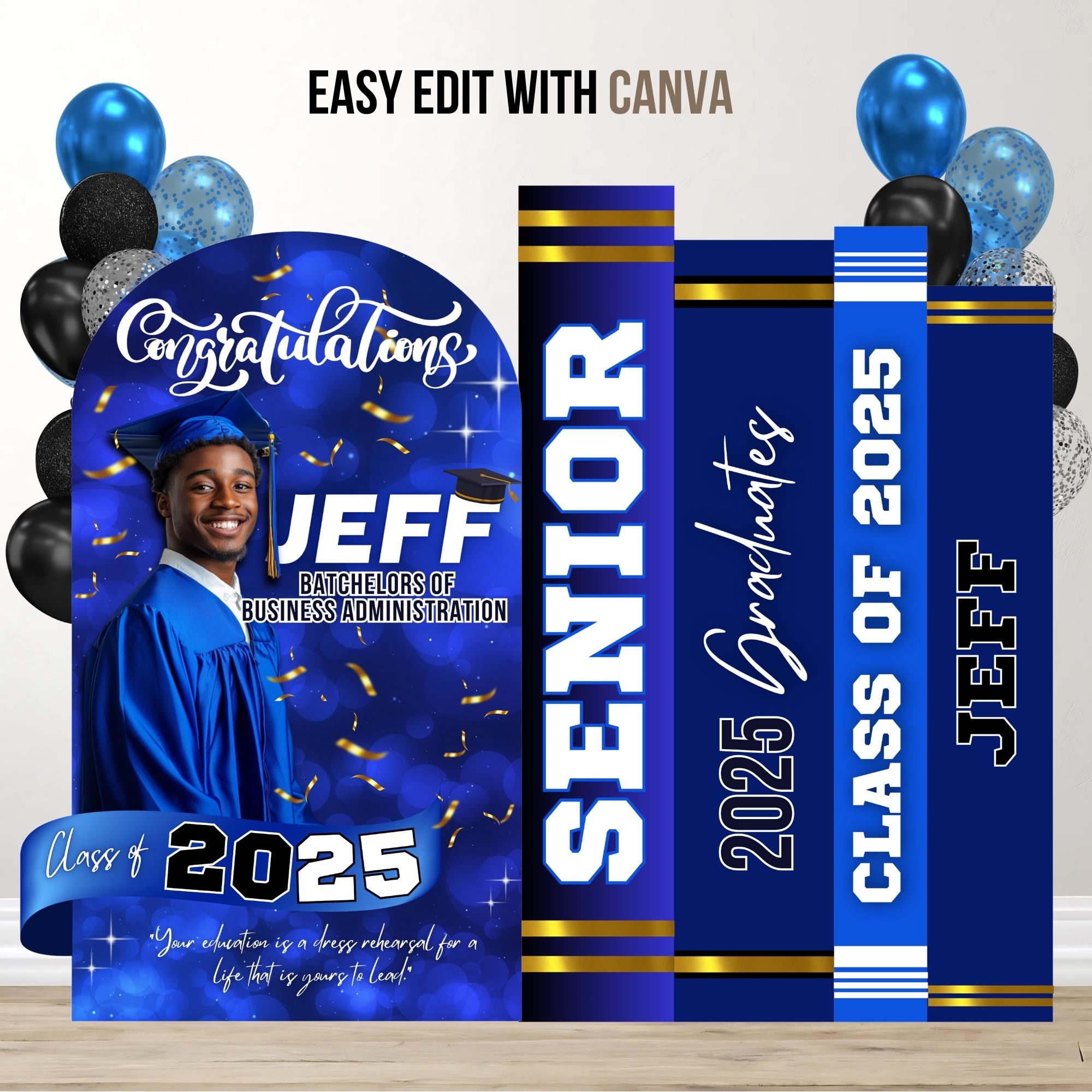 Custom Graduation Decor, Graduation Books Editable Canva, Graduate ...