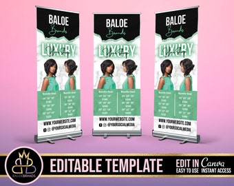 Retractable Banner Template Canva, Roll Up Banner Editable Template, DIY Retractable Banner Hair Beauty Pop Up Shop Boutique Fashion Roll Up