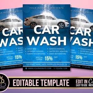 Autowäsche Flyer, Bearbeitbare Vorlage, Auto Detaillierung Flyer, Autowäsche Post, Social Media Flyer, Bearbeitbare Canva Vorlage, Auto Wash Flyer Service