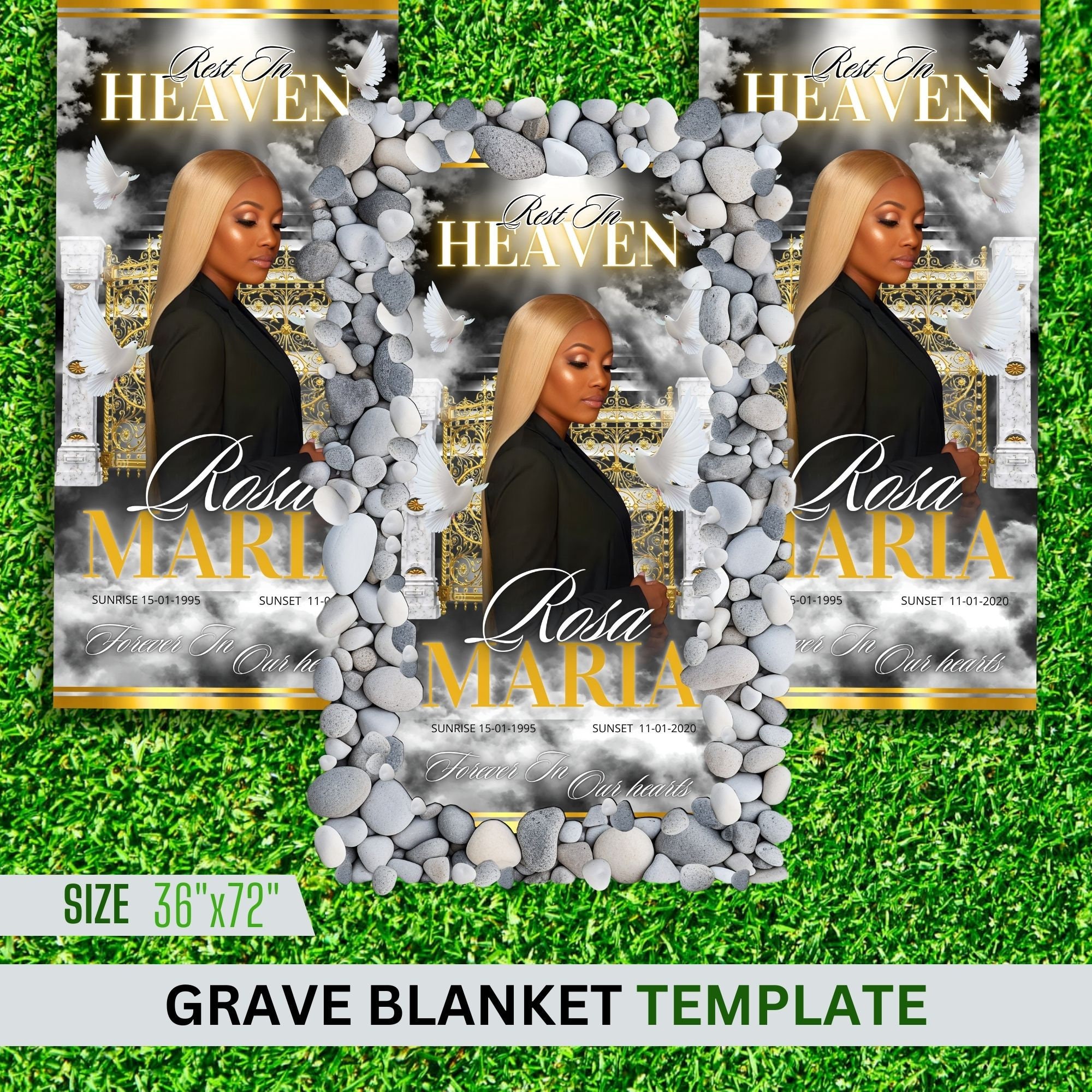 Memorial Grave Blanket Template, Editable Memorial Grave Blanket, Edit ...