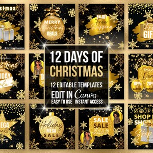 Christmas Holiday flyer set, holiday flyers, Christmas sale, 12 days of Christmas, social media post, instagram flyer, Holiday post flyers