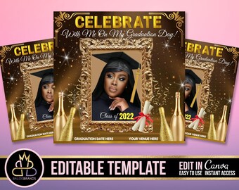 Graduation Party, Graduation Flyer, Editable Template, Graduation Invitation, Congrats to the Grad flyer, Canva Template, Grad Party Flyer