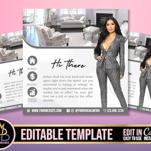 Real Estate Editable Flyer, Social Media Flyer, Real Estate, Realtor Flyer, Editable Template, Canva, Agent Real Estate Realtor Social Media