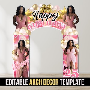 Birthday Entrance Arch, Welcome Decor, Editable Template Birthday Party Decor, Digital File Download Backdrop Banner, Birthday Sign Arch